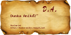 Dunka Anikó névjegykártya